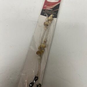 Cream-Beige Beaded Women’s Jewelry Eyeglass Chain